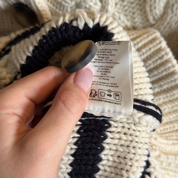 Sezane Cream and Black Striped Cardigan - Picture 5 of 5